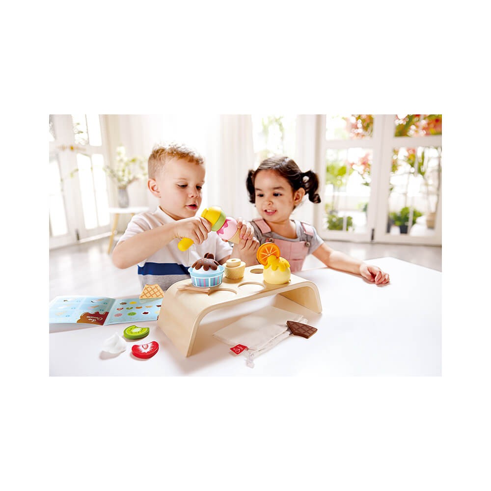Juguete De Helado De Madera – Set De 7 Paletas De Colores Con Soporte, Juego De Simulación Educativo Para Niños De 3 A 6 Años
