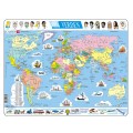 Larsen – Puzzle De Marco Del Mapa Político Mundial – 107 Piezas En Español – Formas Recortadas A Contorno – Ideal Para Aprender Geografía